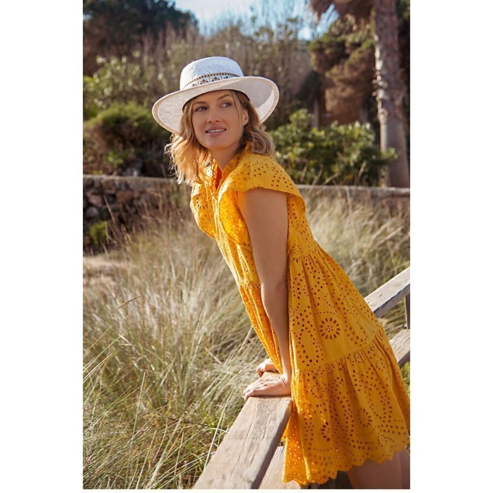 En Saison Eyelet Lace Ruffled Casual Dress